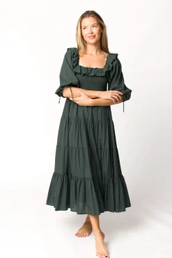 Discount Worth Collective Willow Maxi Dress in Emerald Green - Bump Friendly
