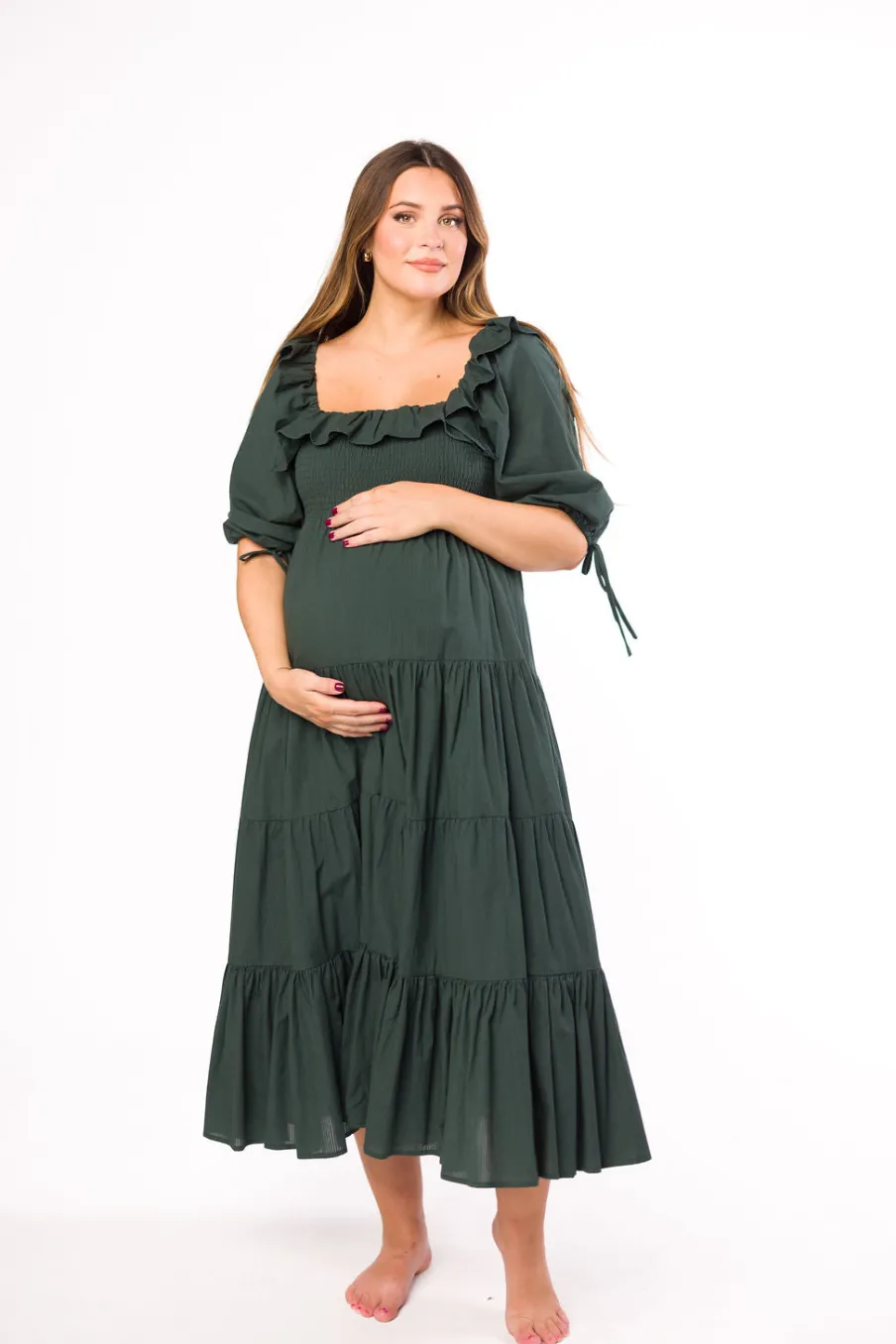 Discount Worth Collective Willow Maxi Dress in Emerald Green - Bump Friendly