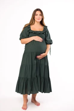 Discount Worth Collective Willow Maxi Dress in Emerald Green - Bump Friendly