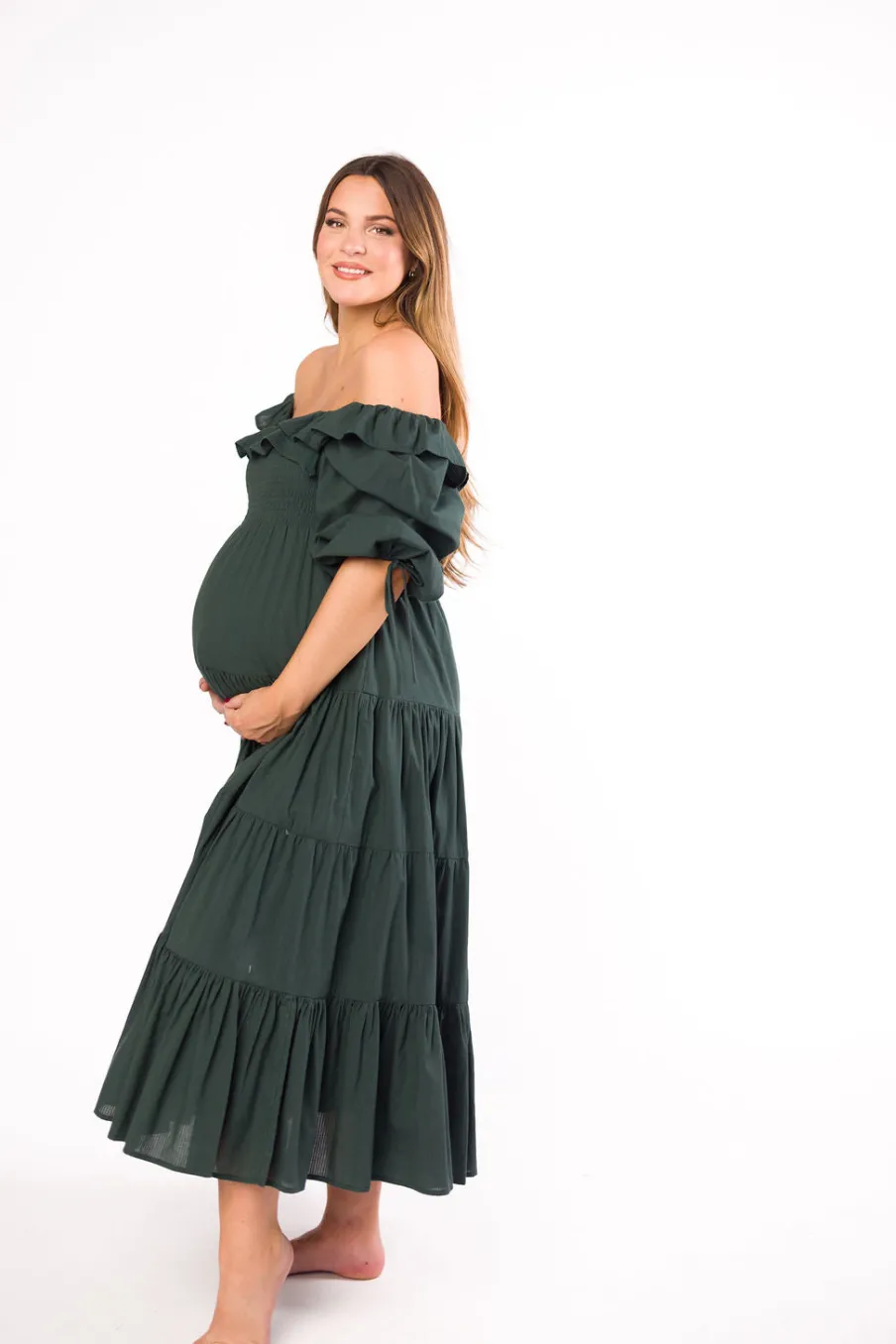Discount Worth Collective Willow Maxi Dress in Emerald Green - Bump Friendly