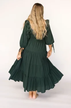 Discount Worth Collective Willow Maxi Dress in Emerald Green - Bump Friendly