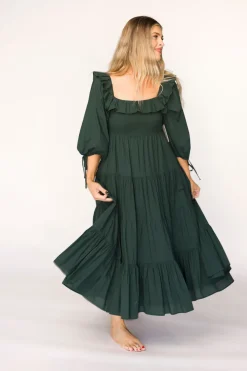 Discount Worth Collective Willow Maxi Dress in Emerald Green - Bump Friendly