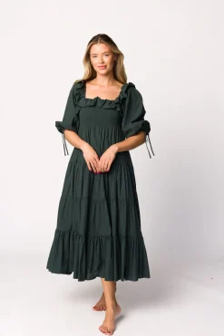 Discount Worth Collective Willow Maxi Dress in Emerald Green - Bump Friendly