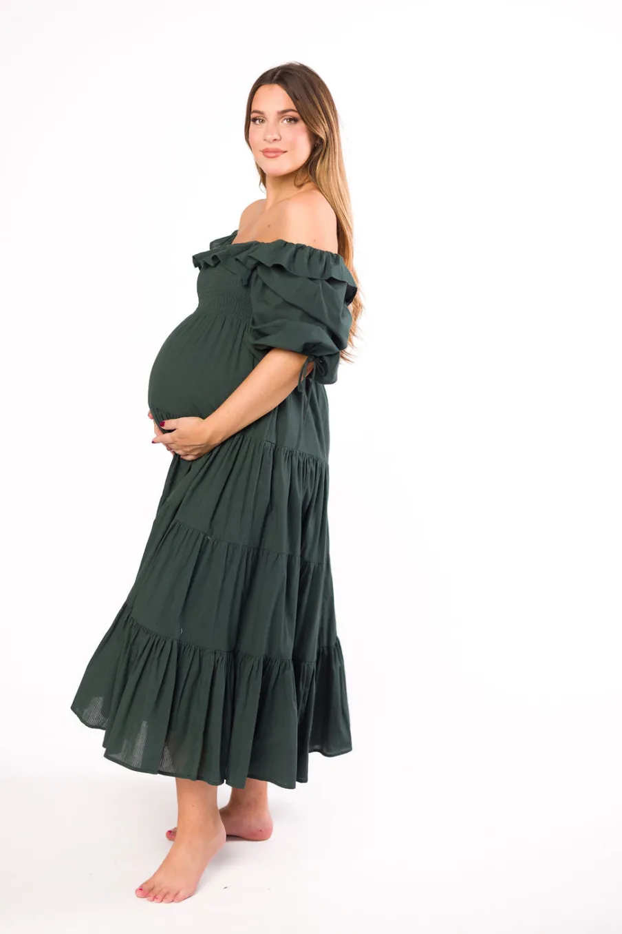 Discount Worth Collective Willow Maxi Dress in Emerald Green - Bump Friendly