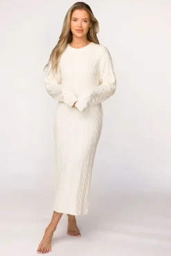 Online Worth Collective Winslet Cable Knit Maxi Dress in Cream (Almost Sold Out)