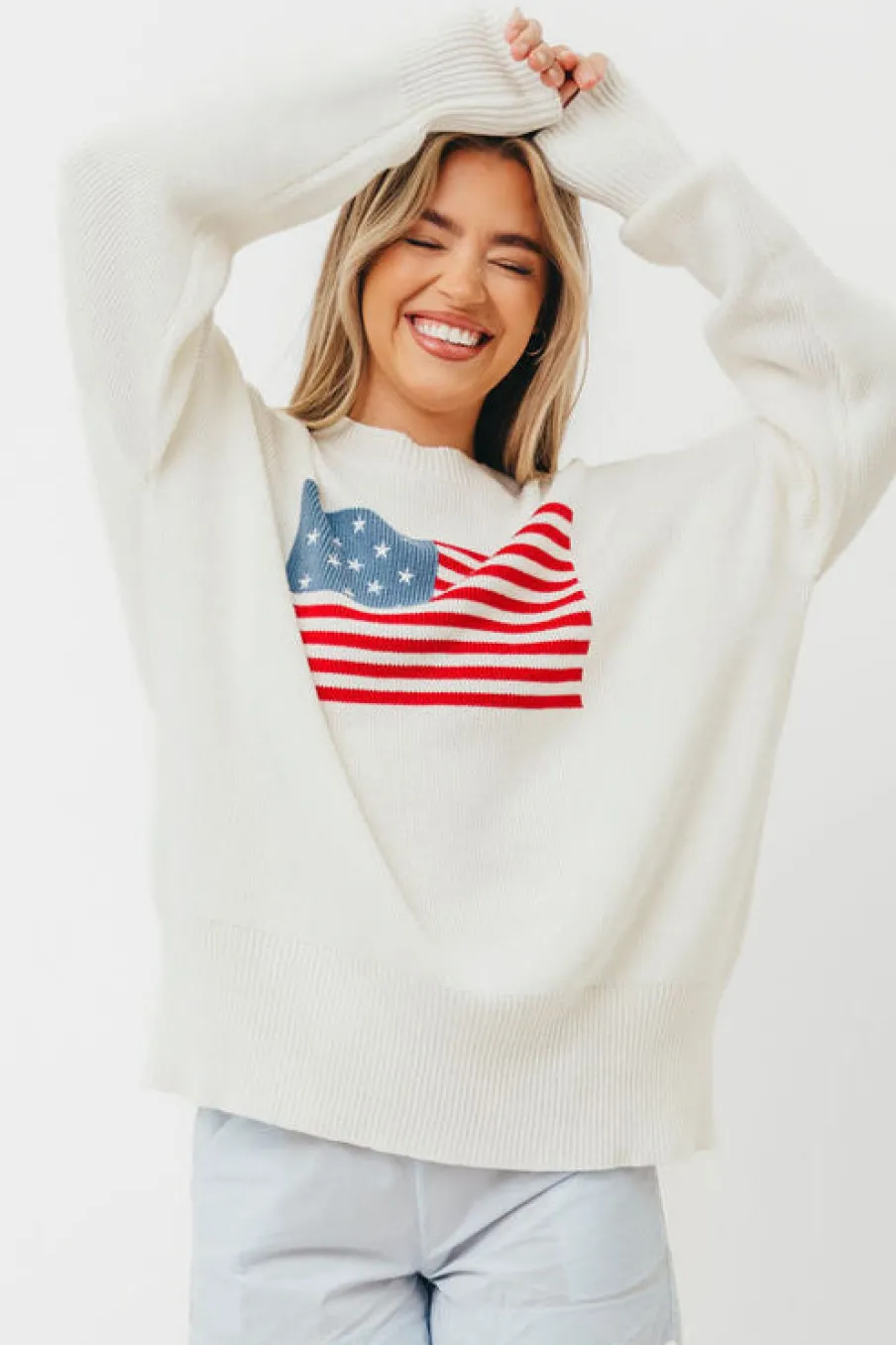 Online Worth Collective American Honey Sweater in White