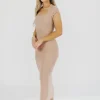 Clearance Worth Collective Wren Ribbed Knit Maxi Dress with Square Neckline in Dusty Blush (XS-XL