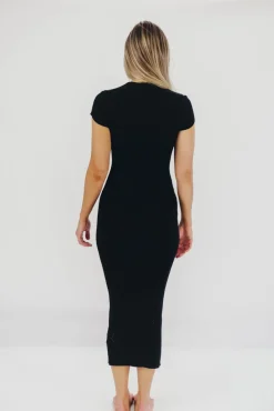 Fashion Worth Collective Wren Ribbed Knit Maxi Dress with Square Neckline in Black (XS-XL) - Wo