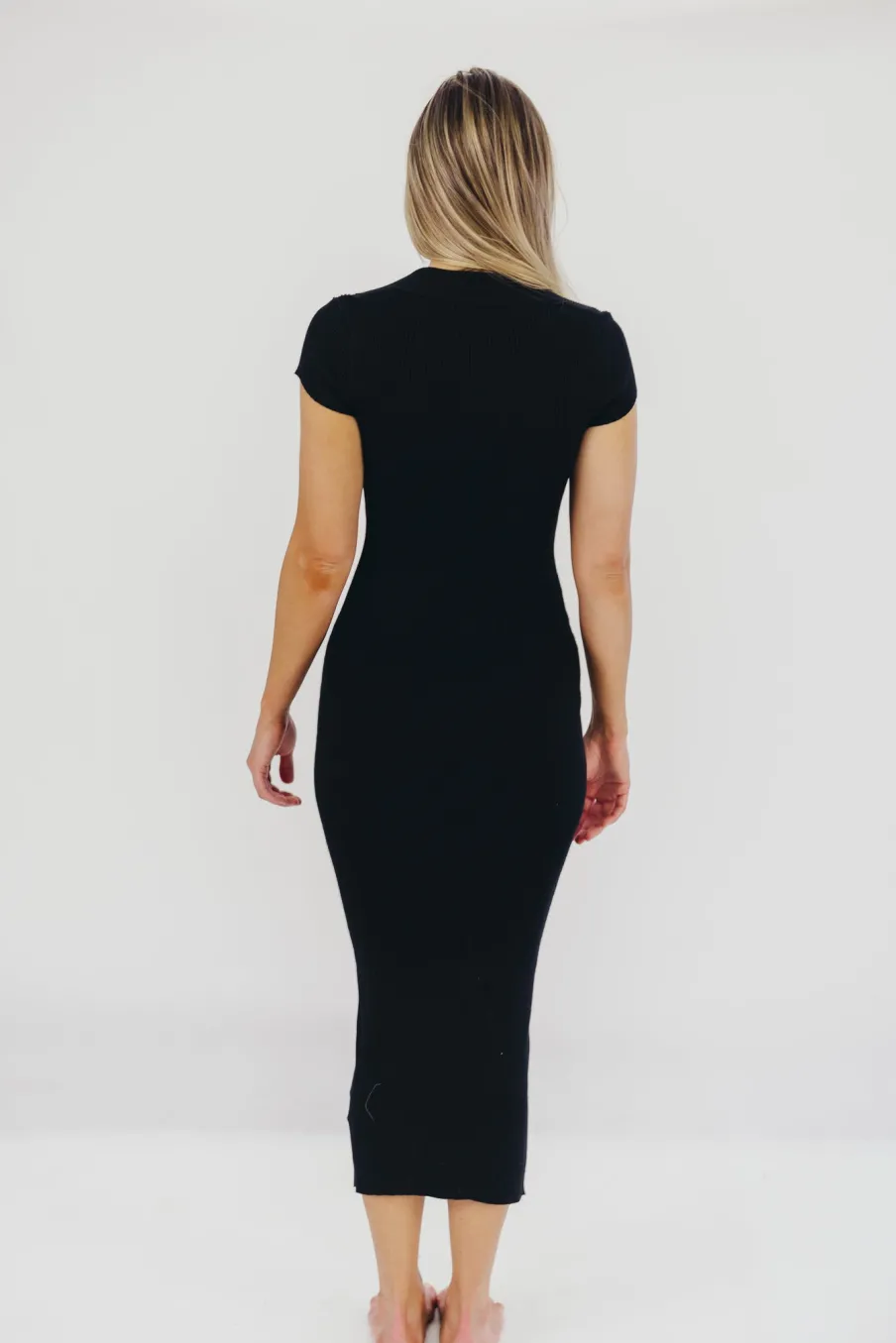 Fashion Worth Collective Wren Ribbed Knit Maxi Dress with Square Neckline in Black (XS-XL) - Wo