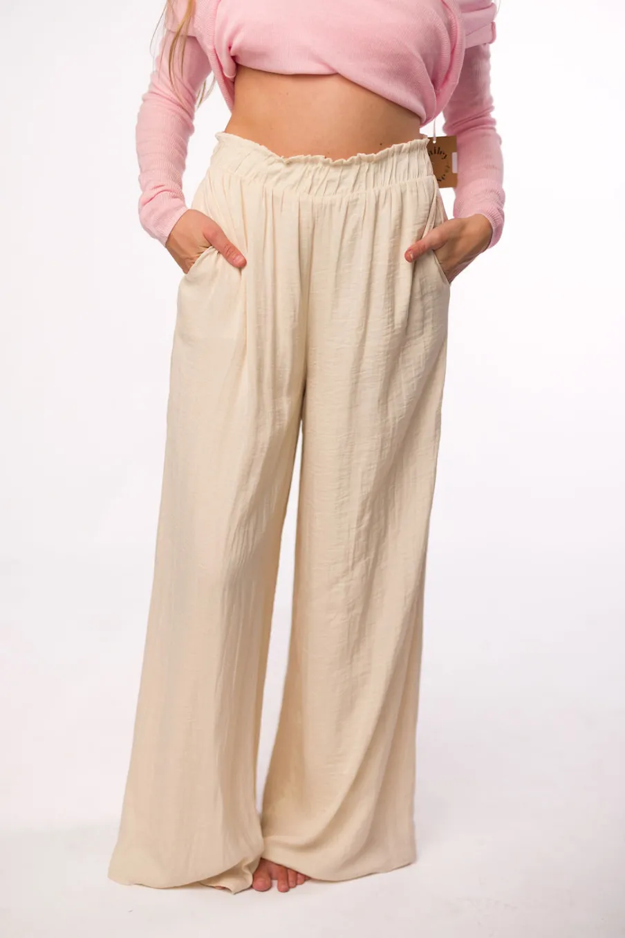 Discount Worth Collective Zahara Wide Leg Pants in Ivory