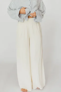 Discount Worth Collective Zahara Wide Leg Pants in Ivory