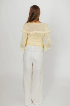 Online Worth Collective Zayne Cardigan and Strapless Tube Top and Sweater Set in Yellow