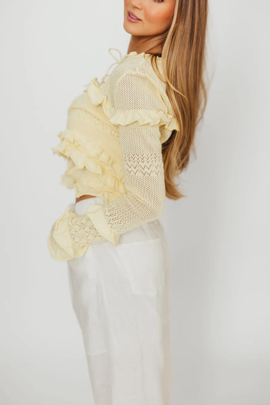 Online Worth Collective Zayne Cardigan and Strapless Tube Top and Sweater Set in Yellow