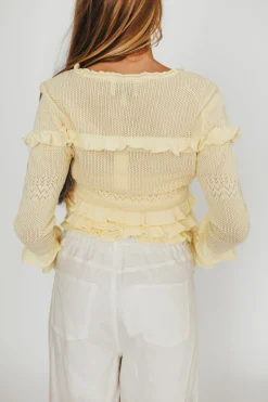Online Worth Collective Zayne Cardigan and Strapless Tube Top and Sweater Set in Yellow