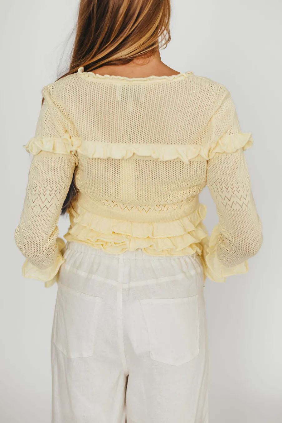 Online Worth Collective Zayne Cardigan and Strapless Tube Top and Sweater Set in Yellow