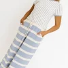 Hot Worth Collective Zelie Relaxed Sweater Set in Blue/Ivory