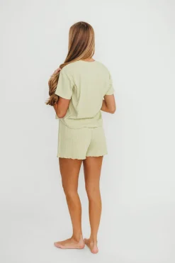 Clearance Worth Collective Zuri Ribbed Relaxed Shorts in Melon